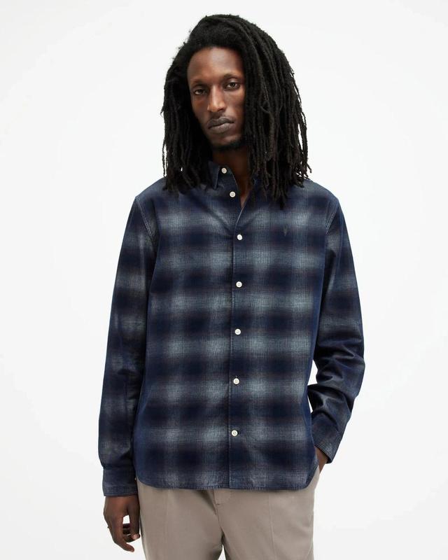 Salinas Checked Ramskull Relaxed Shirt In Marine Blue Product Image