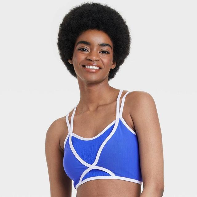 Womens Contrast Trim Layered Bralette - Colsie Stunning Blue XL Product Image