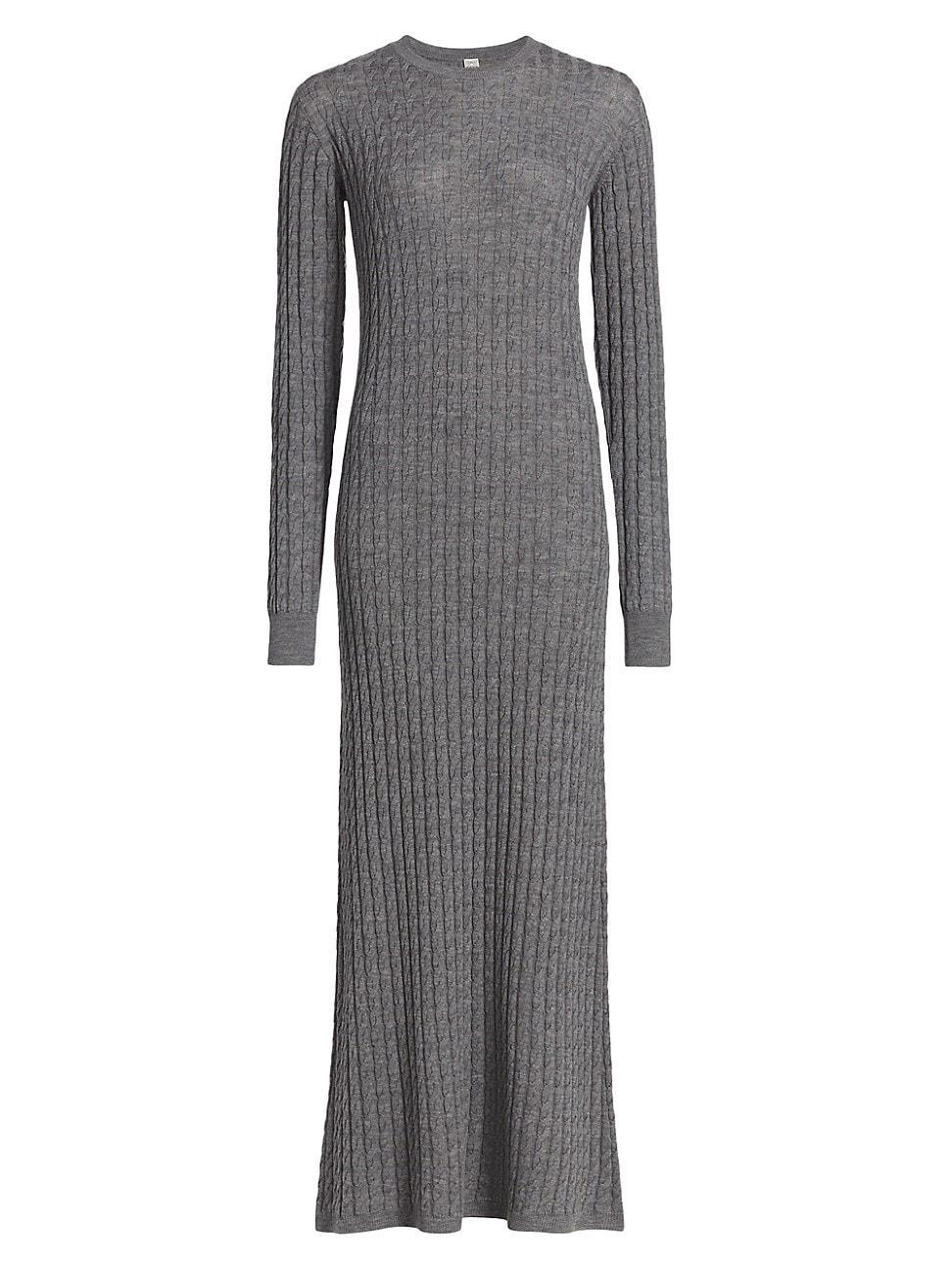 Womens Cable-Knit Wool Maxi Sweaterdress Product Image