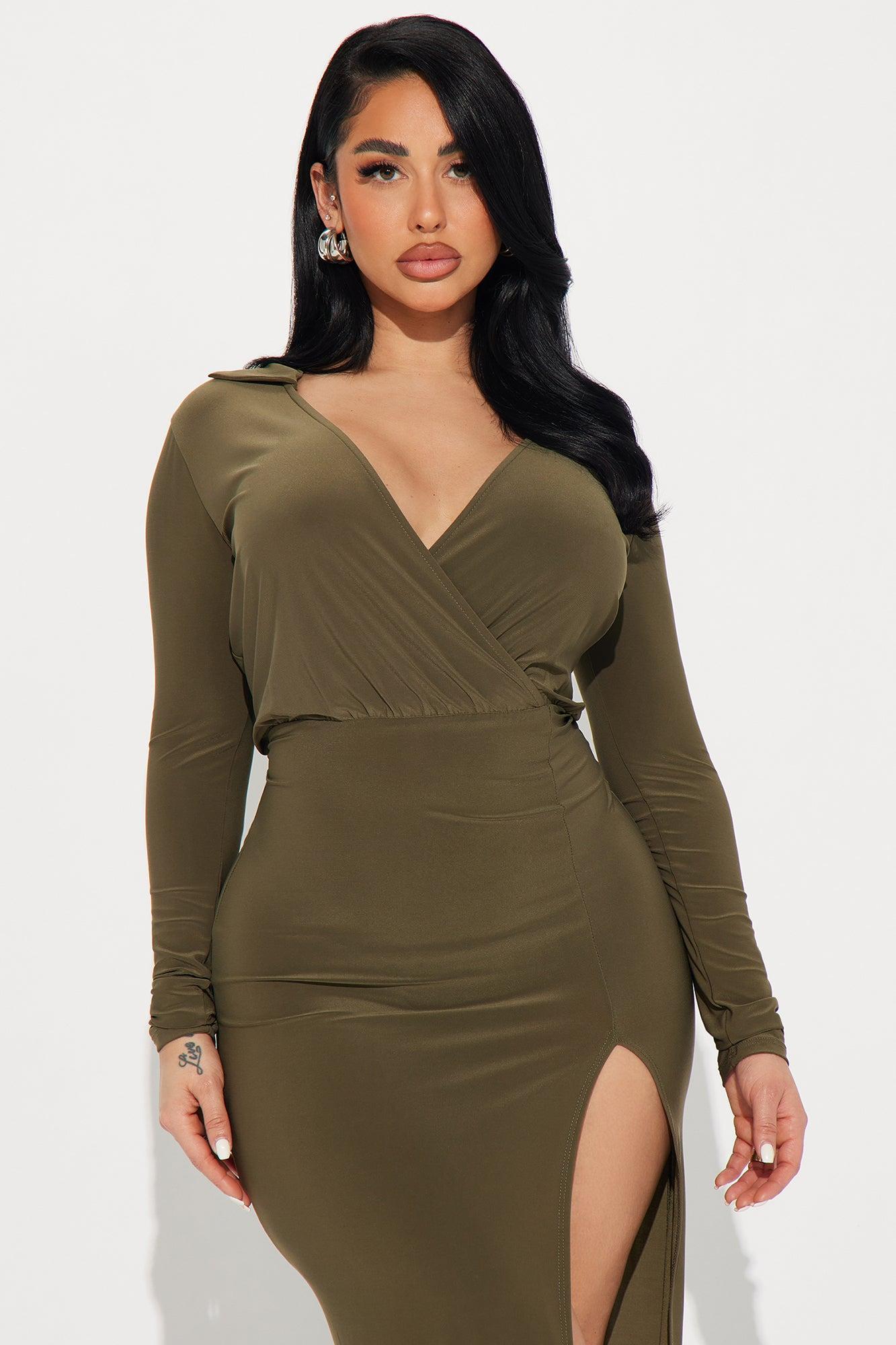 Marisa Collar Maxi Dress - Olive Product Image