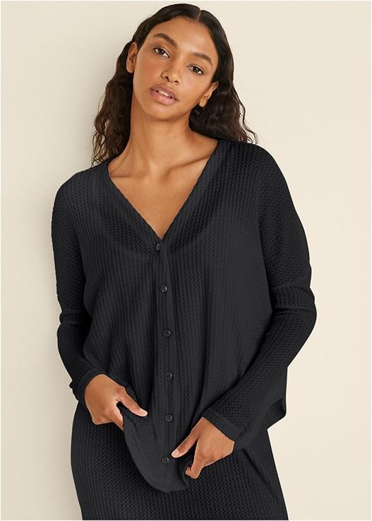 Cozy Waffle Button Down Top Product Image