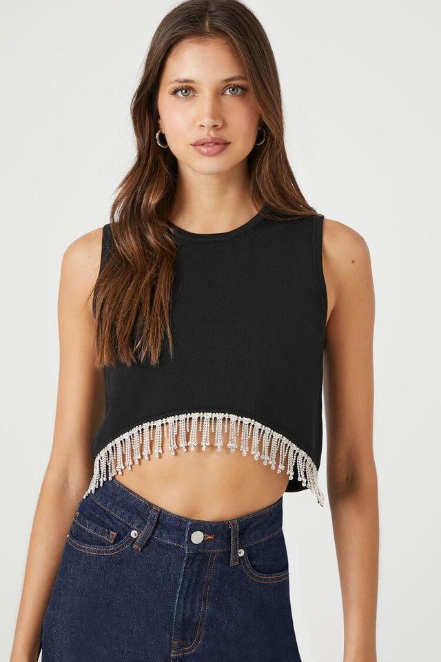 Sweater-Knit Rhinestone Crop Top | Forever 21 Product Image