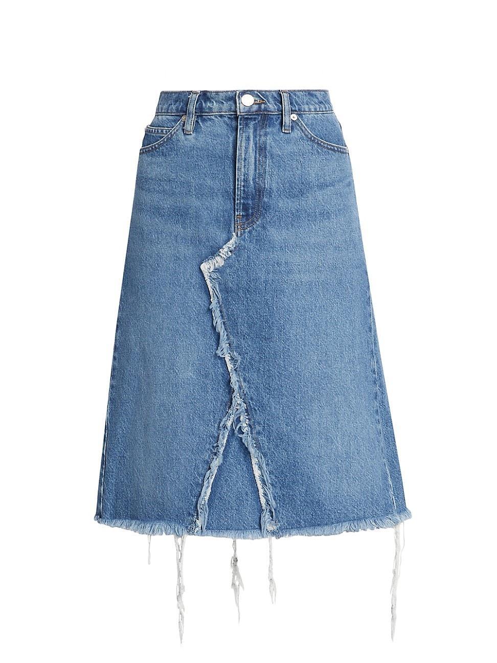 Womens Deconstructed Denim Midi-Skirt Product Image