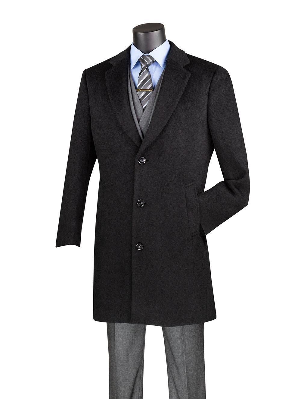 Wool & Cashmere Regular Fit Top Coat 38" Long in Black Product Image