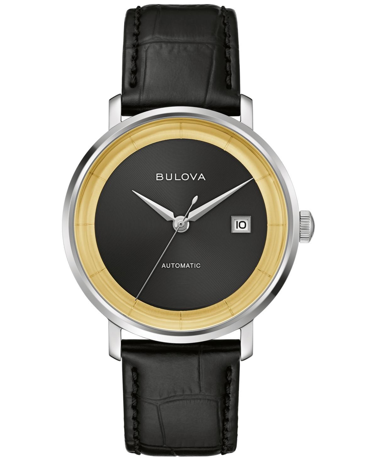 Men's Bulova Limited Edition Rat Pack Black Strap Watch with Gold-Tone and Black Dial (Model: 96B406) Product Image