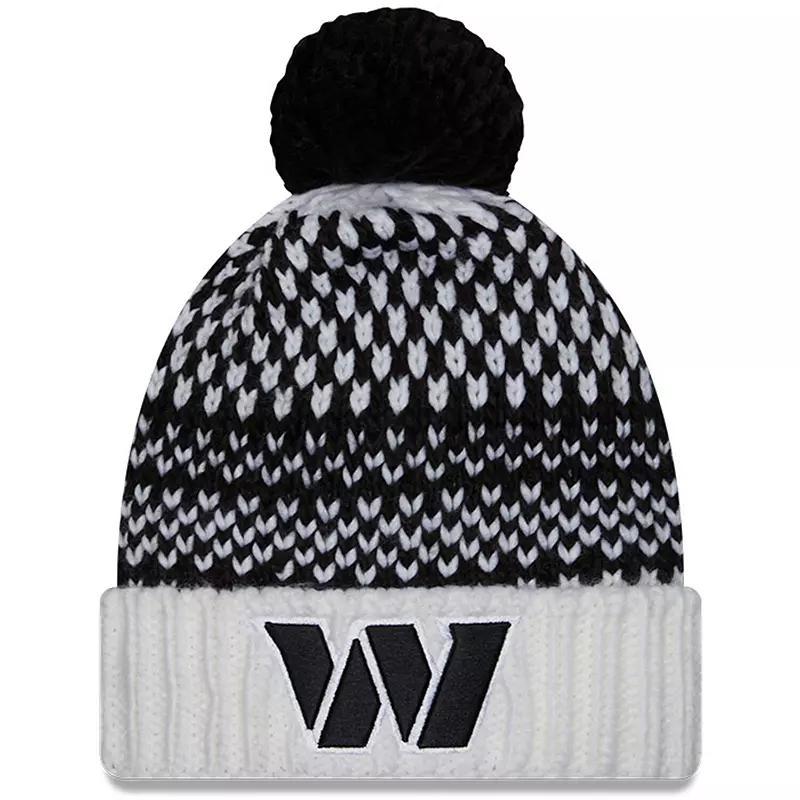 Womens New Era Black/White Washington Commanders 2023 NFL Crucial Catch Cuffed Pom Knit Hat Product Image