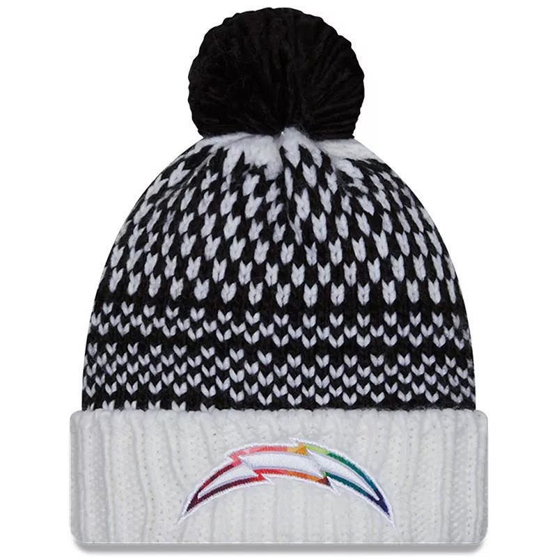 Womens New Era /White Los Angeles Chargers 2023 NFL Crucial Catch Cuffed Pom Knit Hat Product Image