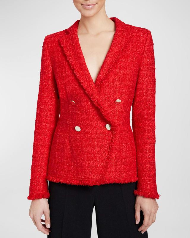 Womens Double-Breasted Tweed Blazer Product Image