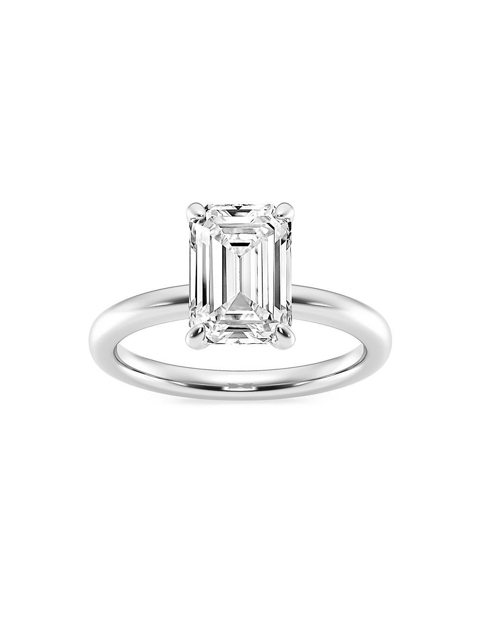 Womens 14K White Gold & Emerald-Cut Lab-Grown Diamond Solitaire Ring/0.50-5.00 TCW Product Image