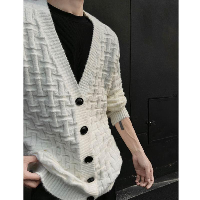 V-Neck Plain Button-Up Cardigan product image