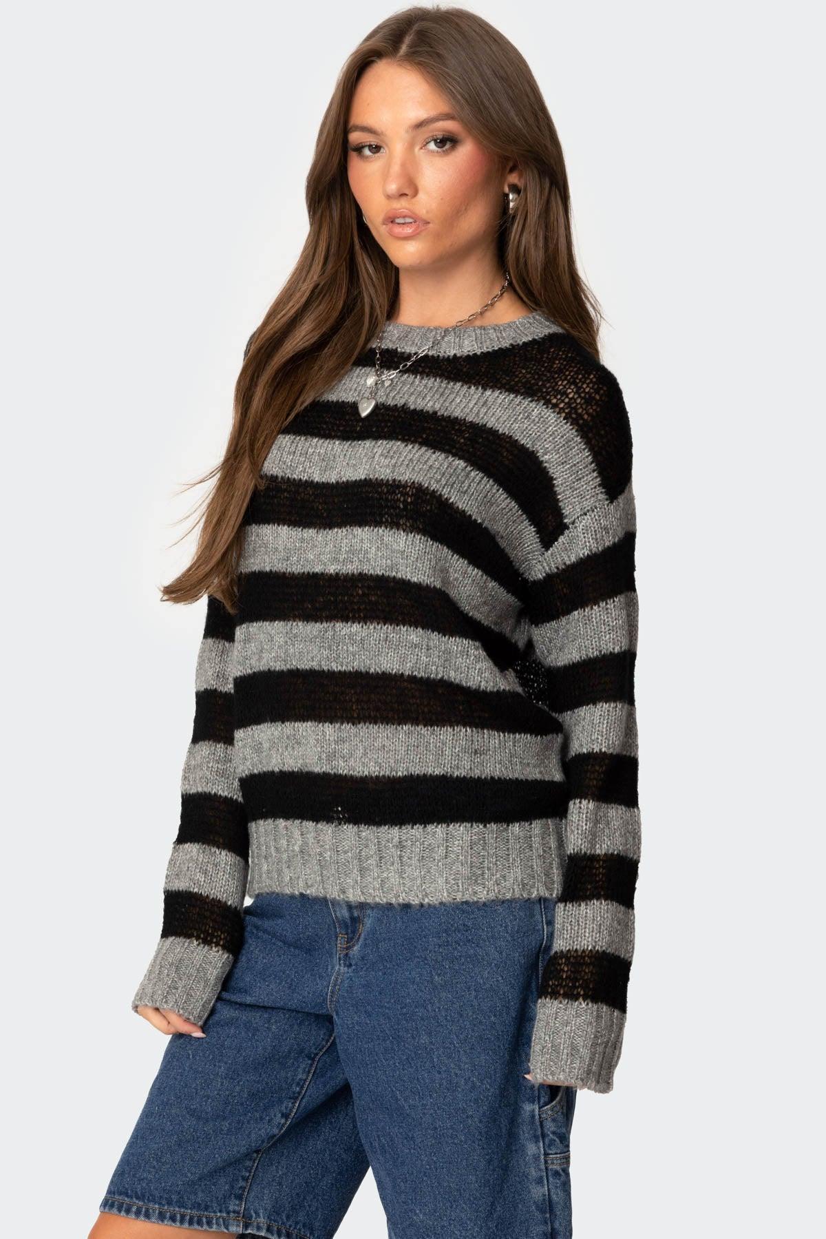 Light Knit Striped Sweater Product Image