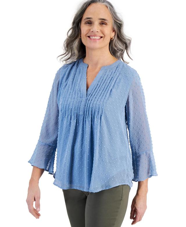 Style & Co Womens Textured Pintuck Ruffle Sleeve Top, Regular & Petite, Created for Macys Product Image