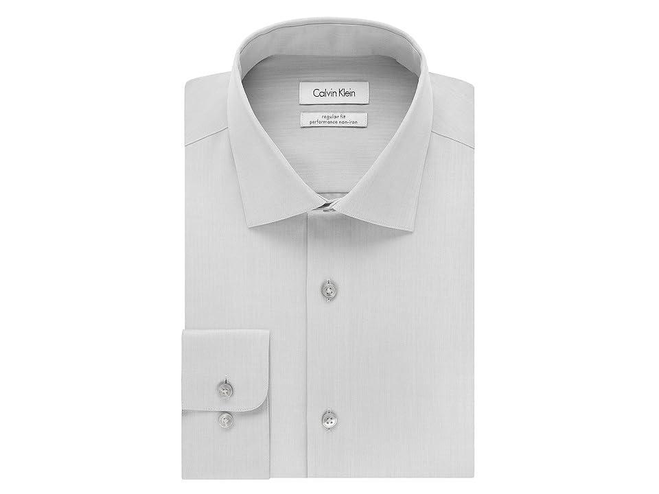 Calvin Klein Calvin Klein Men's Dress Shirt Regular Fit Non Iron Herringbone Men's Long Sleeve Button Up Product Image