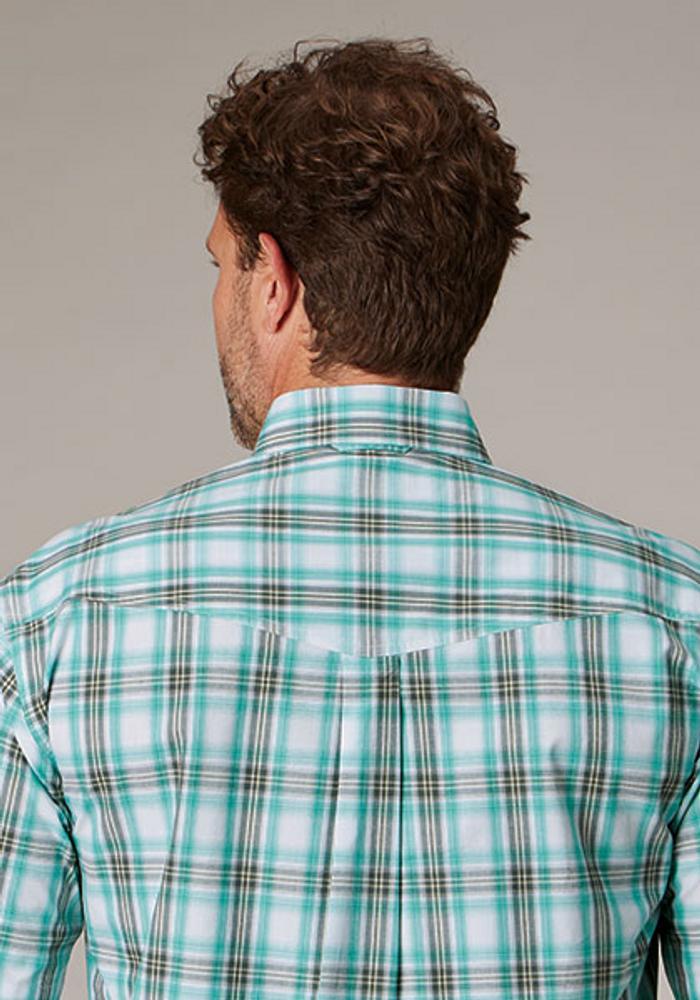 Roper® Men's S/S Green/White Plaid Button Shirt Product Image