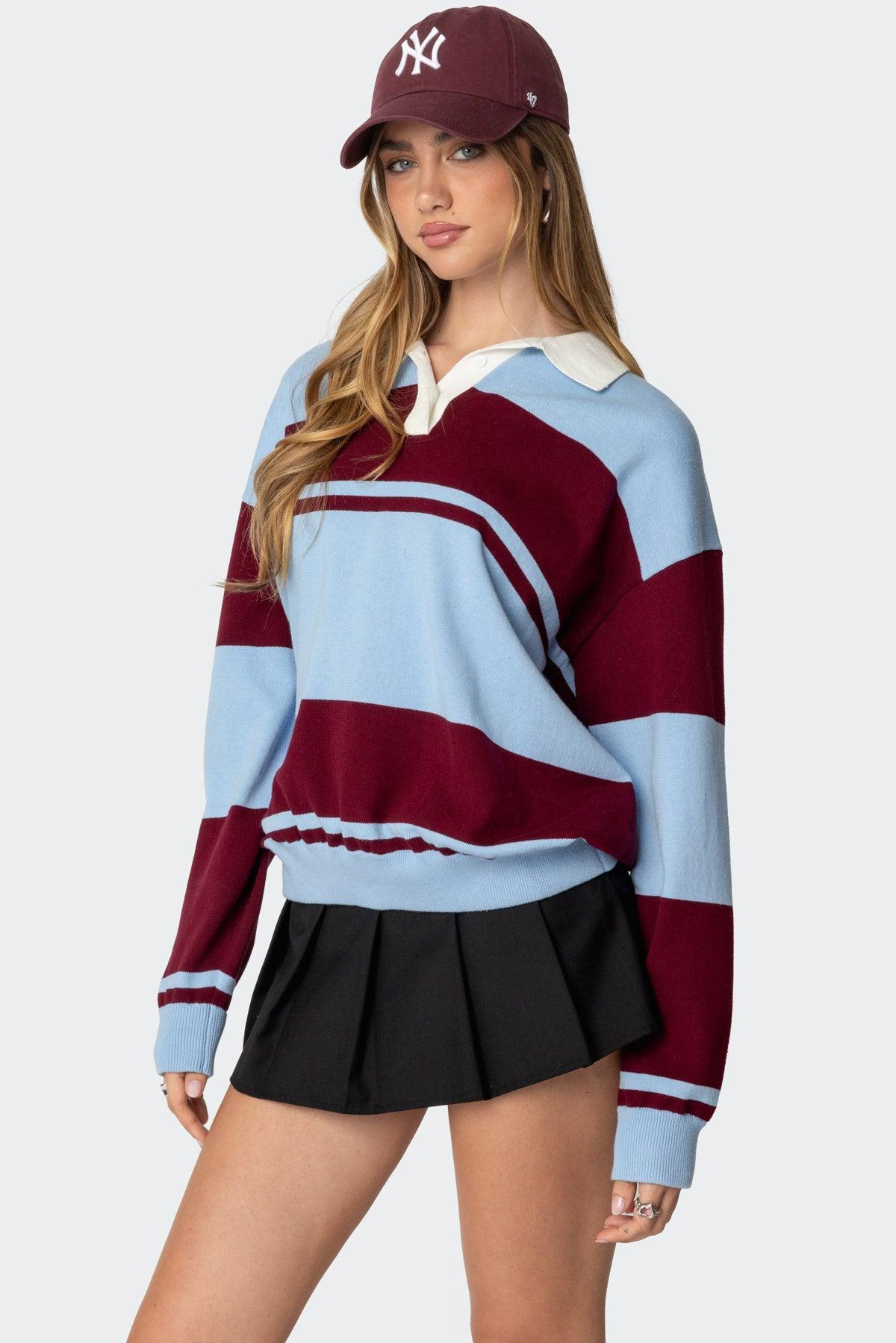 Kian Striped Polo Sweater Product Image