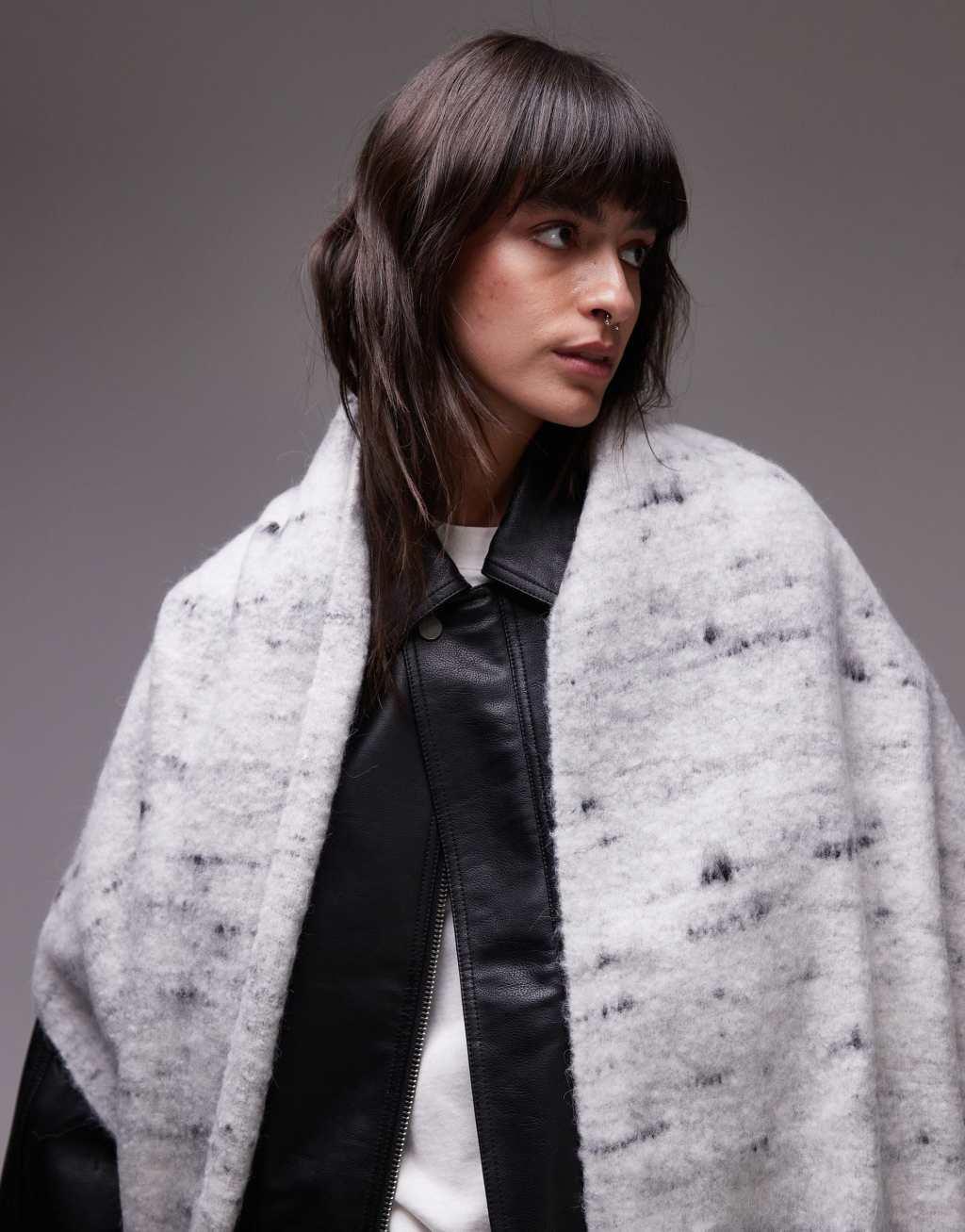 Topshop Sydney blanket scarf in gray speckle product image