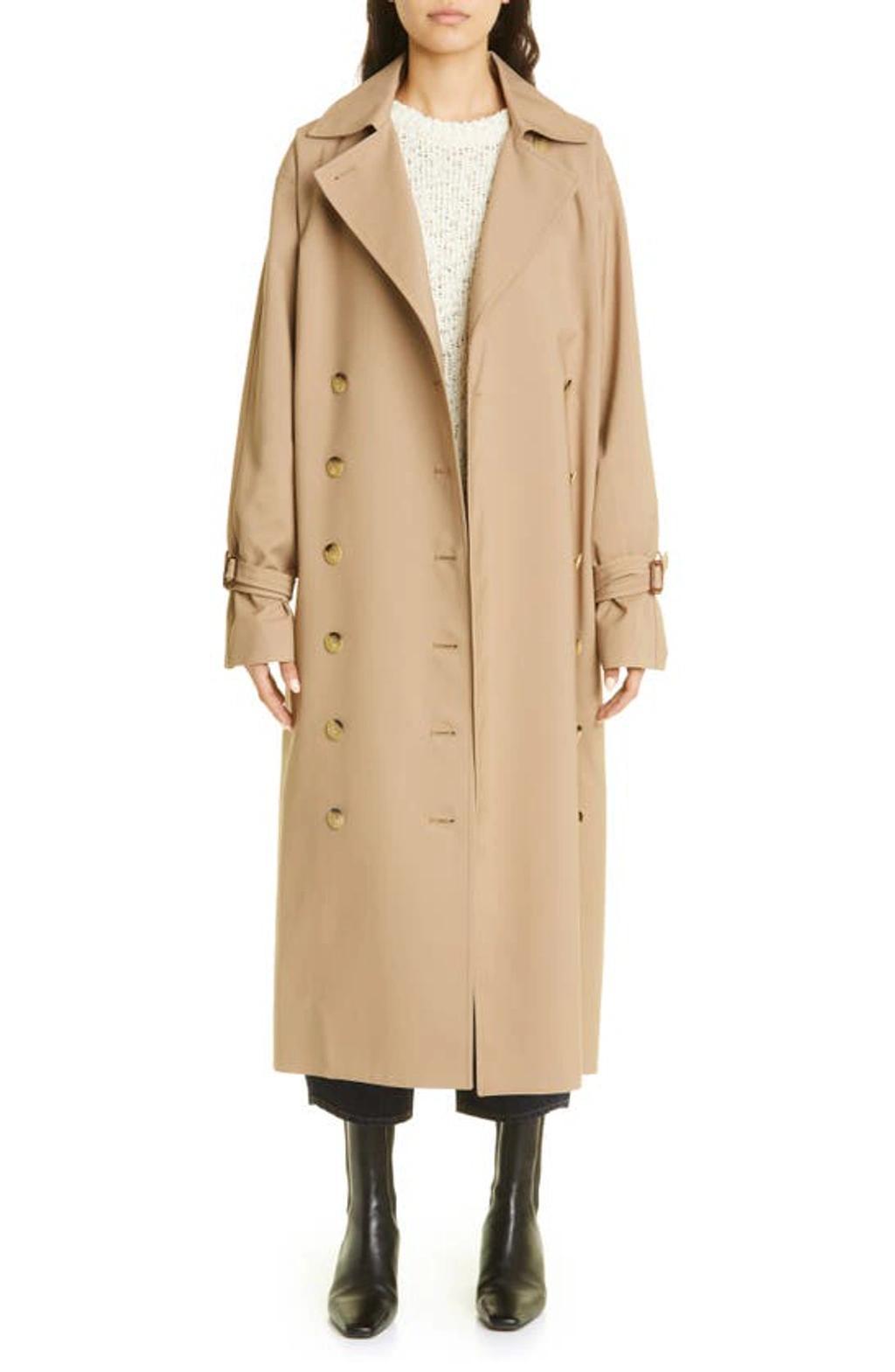 TOTÊME Pisa Double-breasted Cotton-blend Trench Coat In Khaki Product Image