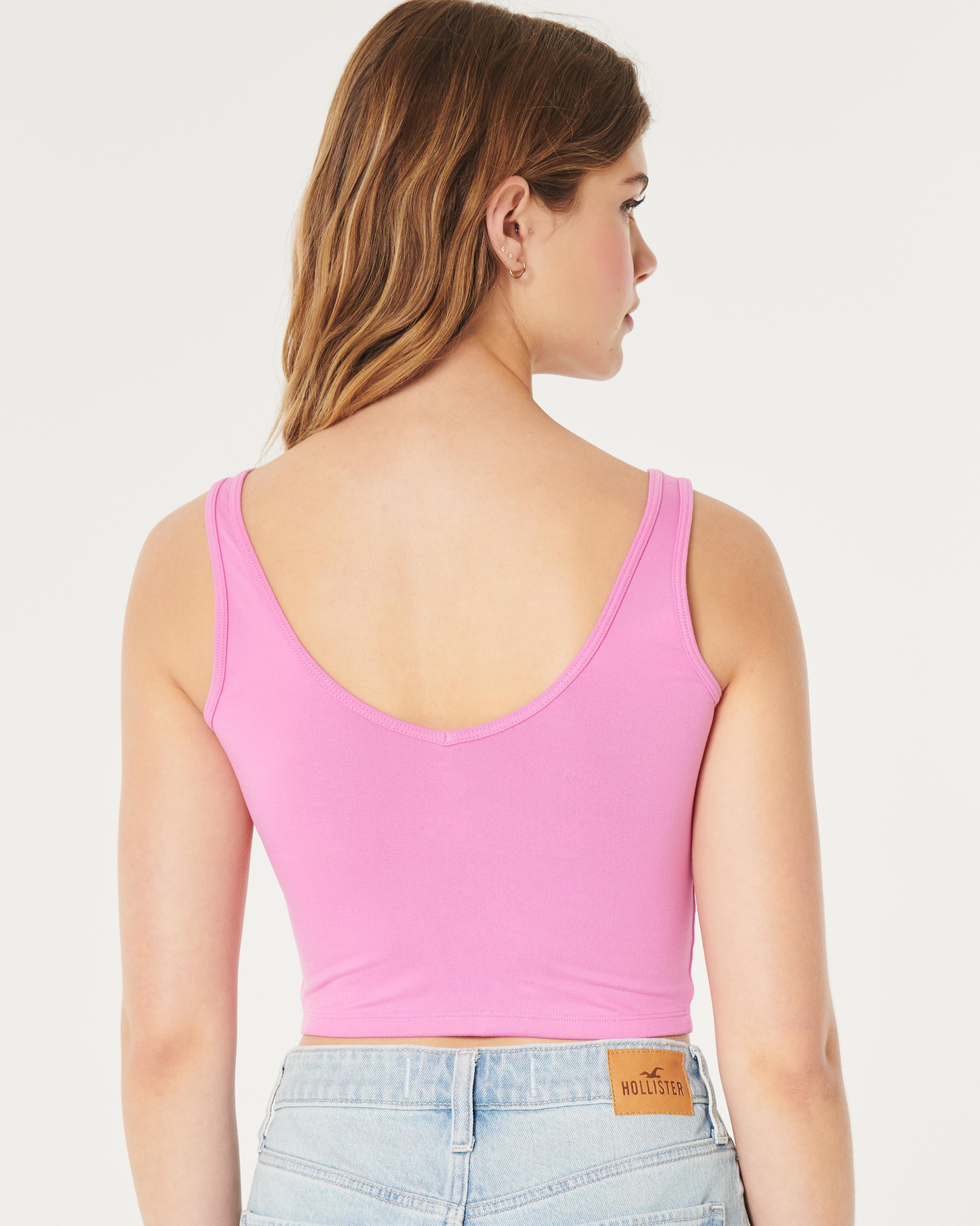 Soft Stretch Seamless Fabric Crop V-Neck Tank Product Image