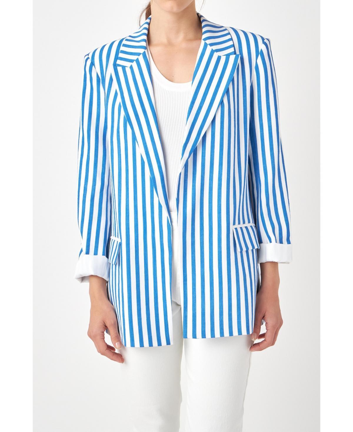 English Factory Womens Striped Pocketed Blazer Product Image