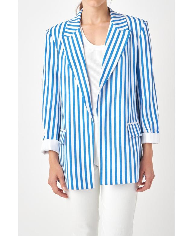 English Factory Womens Striped Pocketed Blazer Product Image