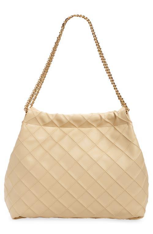 TORY BURCH Fleming Quilted Leather Hobo Bag In Neutral Product Image