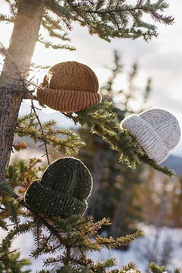 Marled Wool Short Roll Ribbed Knit Beanie Mens at Urban Outfitters Product Image