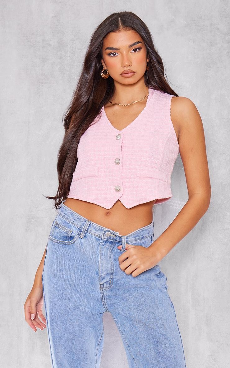 Pink Textured Cropped Vest product image