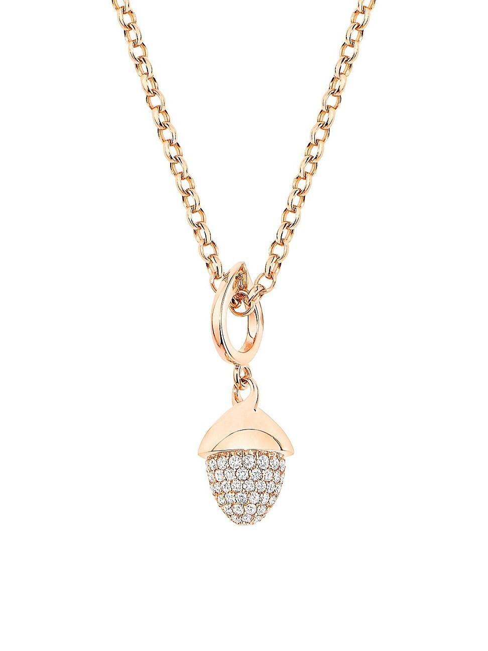 Womens Mikado Flamenco 18K Rose Gold & Diamond Pav Acorn Pendant Product Image