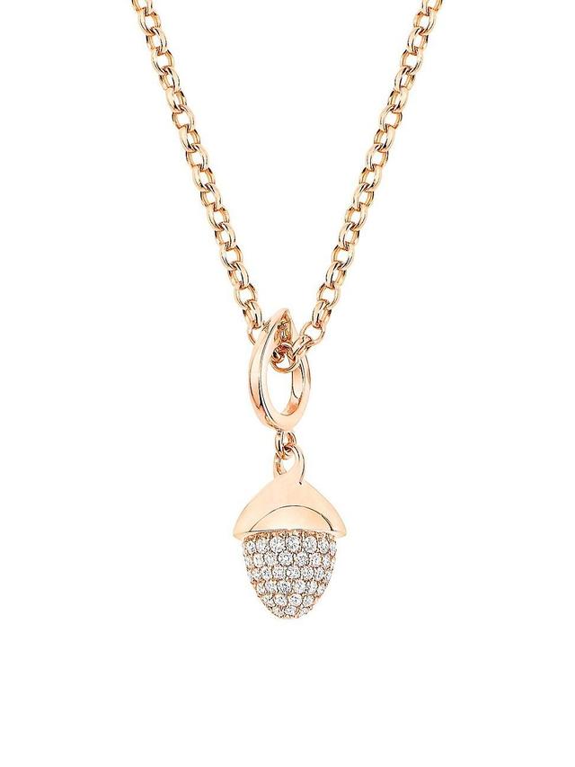 Womens Mikado Flamenco 18K Rose Gold & Diamond Pav Acorn Pendant Product Image