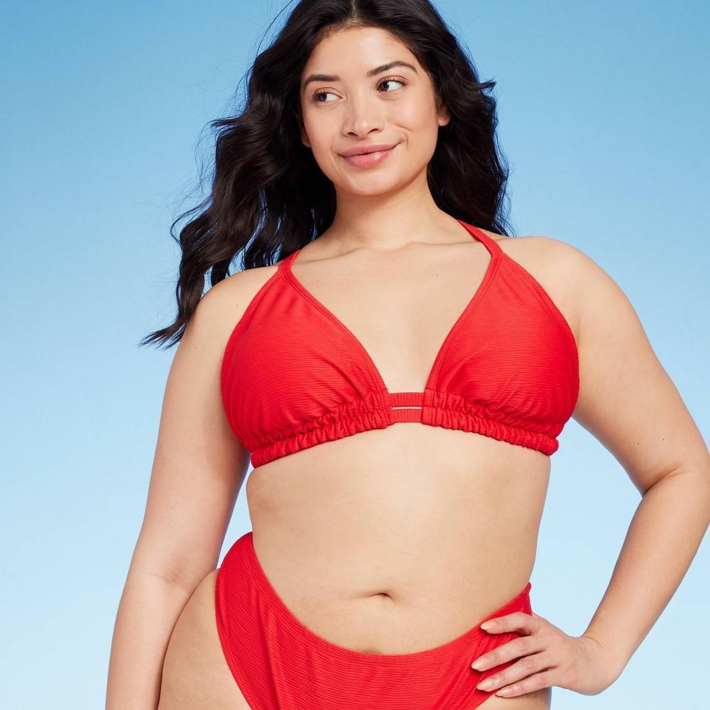 Womens Textured Triangle Bikini Top - Wild Fable Red 1X Product Image