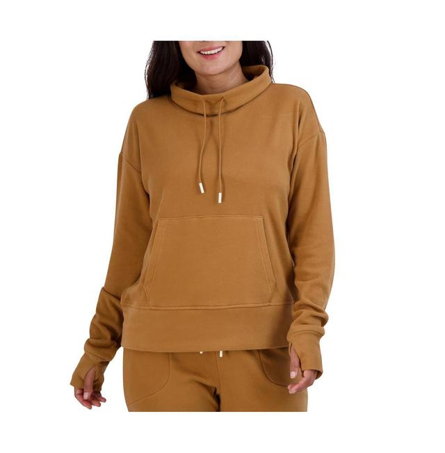 Womens Drawstring Funnel neck Fleece Pullover Sweatshirt Product Image