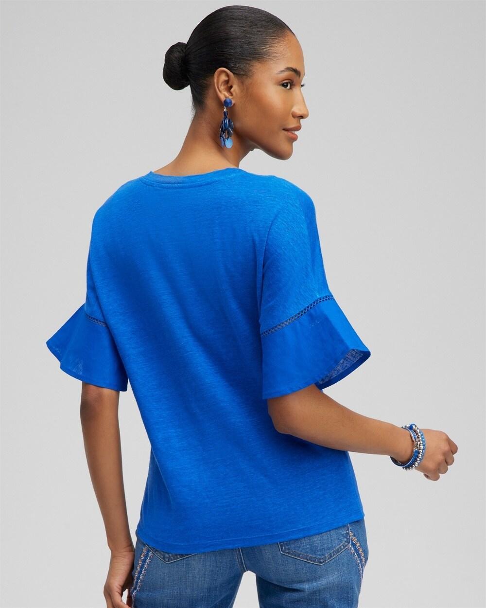 Linen Blend Flutter Sleeve Top Product Image