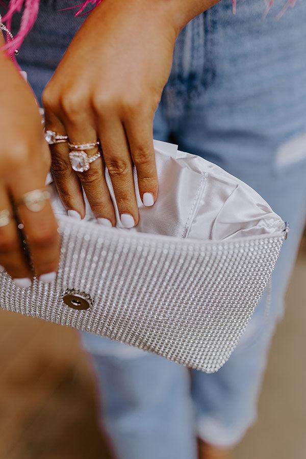 VIP Party Rhinestone Clutch In Silver Product Image