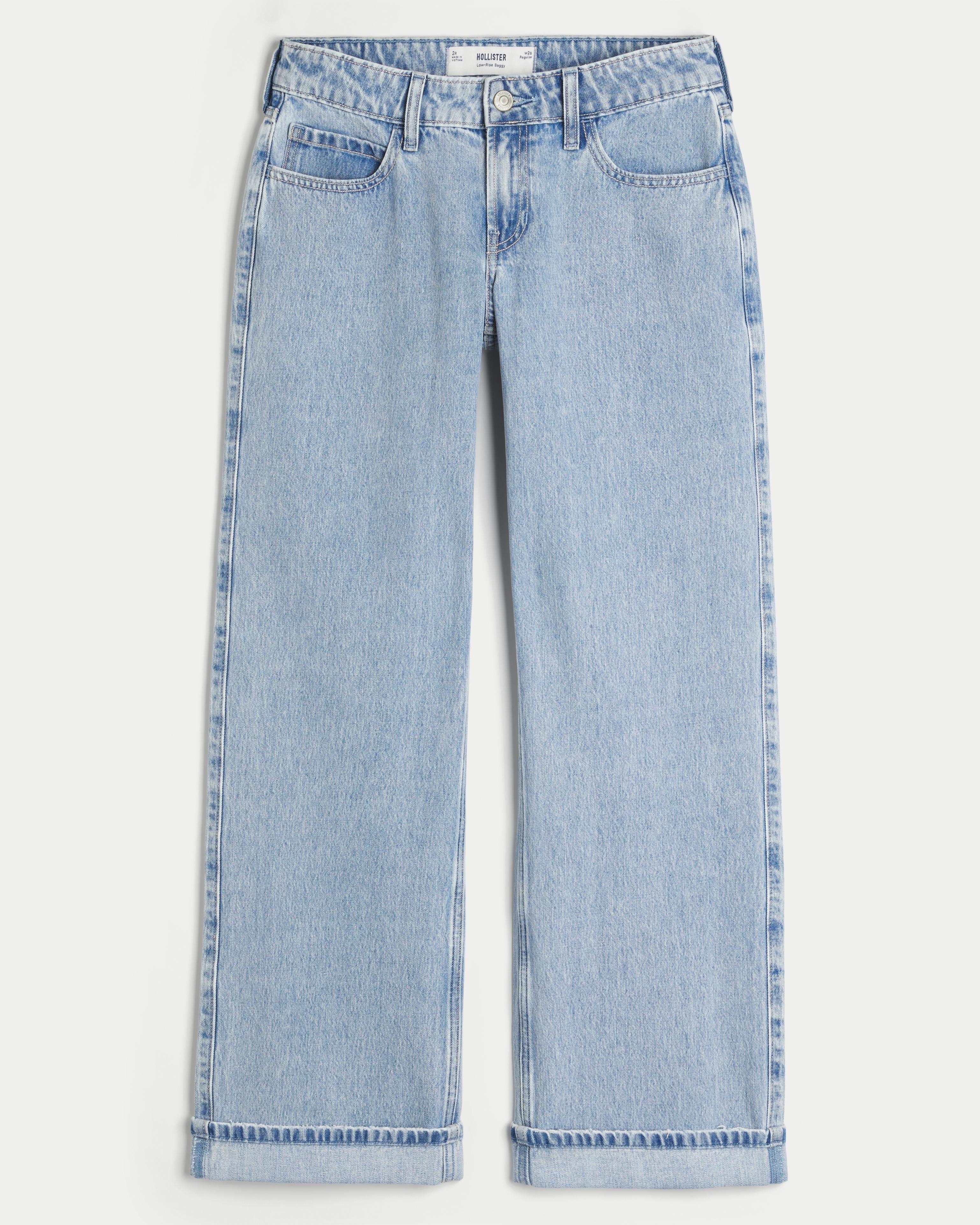 Low-Rise Light Wash Baggy Jeans Product Image