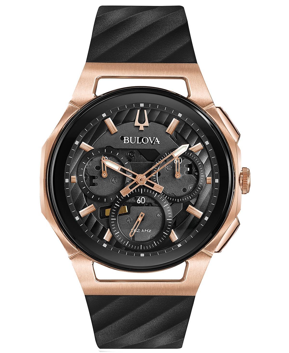 Bulova Mens Chronograph Curv Black Rubber Strap Watch 44mm Product Image