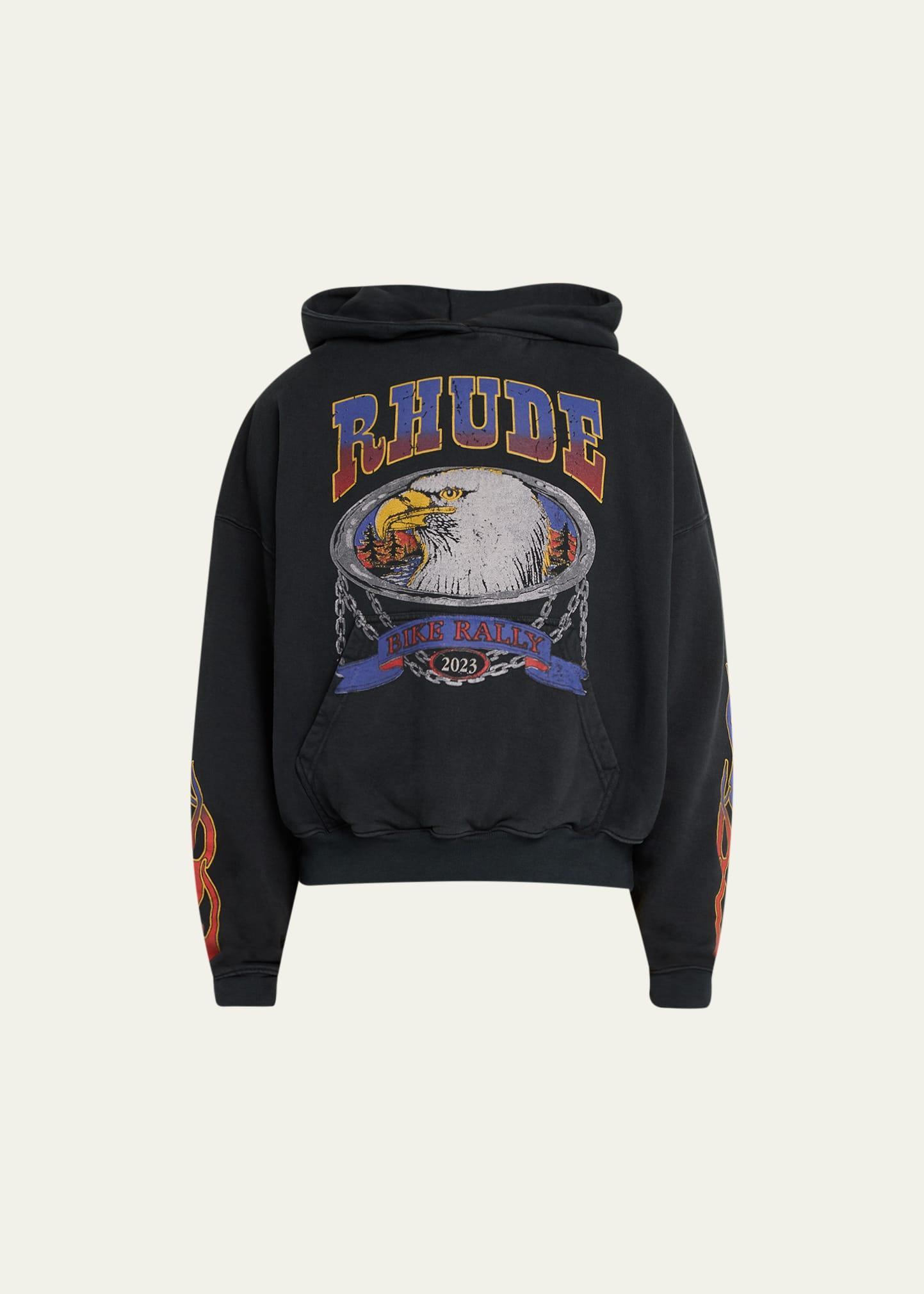 Rhude Screaming Eagle Hoodie in Vintage Black - Black. Size XL/1X (also in ). Product Image