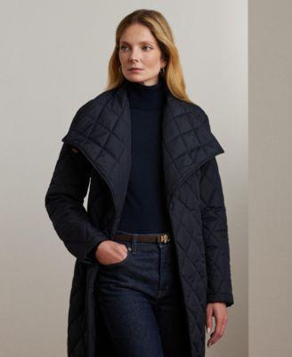 Lauren Ralph Lauren Womens Asymmetric Belted Quilted Coat Product Image