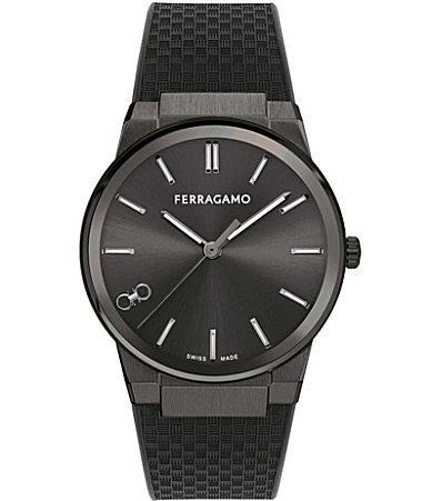 Salvatore Ferragamo Mens Swiss Black Rubber Strap Watch 41mm Product Image