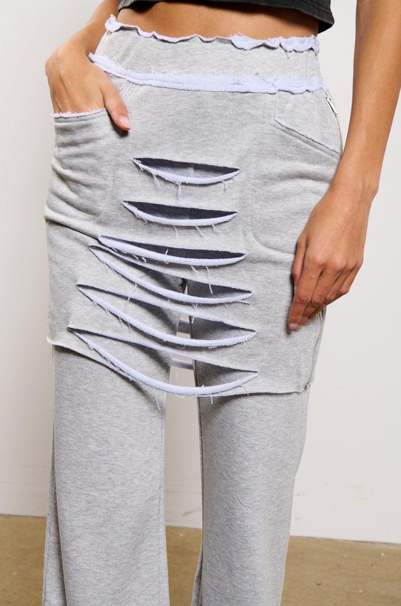 RAIN LAYERED SHREDDED SKIRT OVERLAY SWEATPANT Product Image