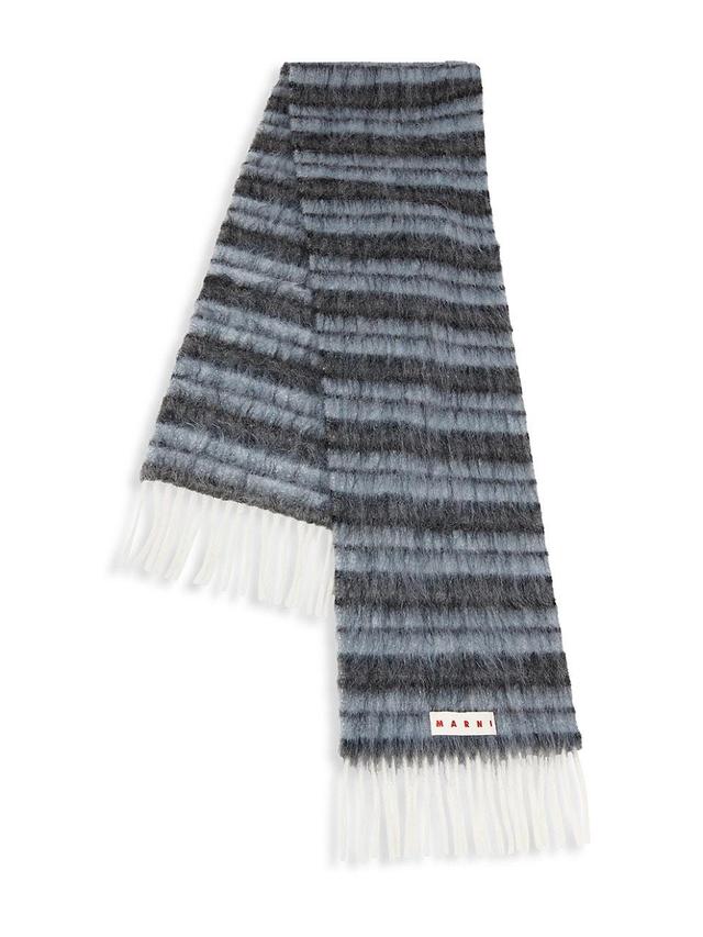 Mens Logo Striped Wool-Blend Scarf Product Image