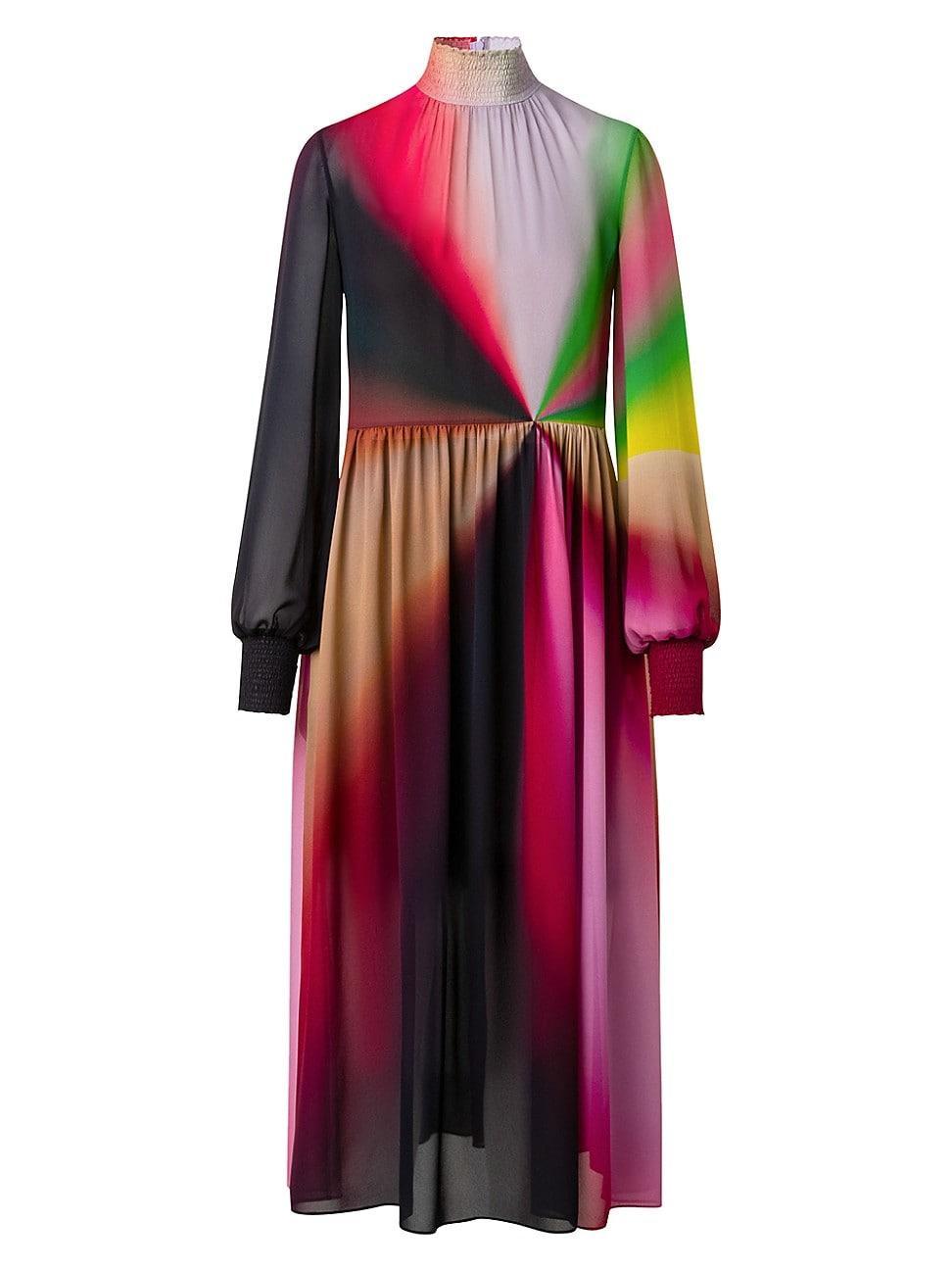 Womens Sunburst Chiffon Midi-Dress Product Image