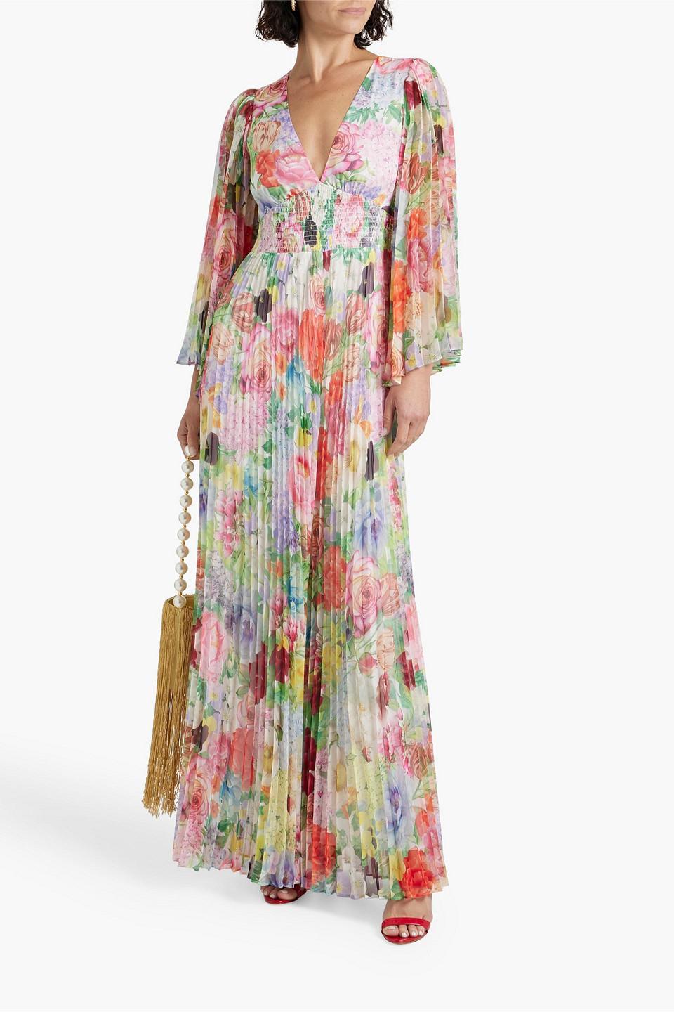 Bennet Pleated Floral-print Chiffon Wide-leg Jumpsuit In Multicolor Product Image