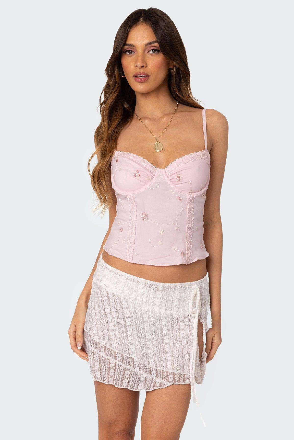 Victoria Embroidered Mesh Bra Top Product Image