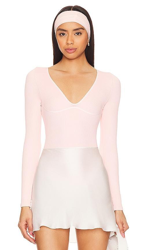 Free People Meg Seamless V Neck In Rose Blush Size L/XL. Product Image