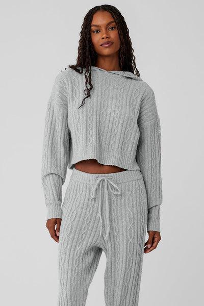 Cable Knit Winter Bliss Hoodie - Athletic Heather Grey Product Image