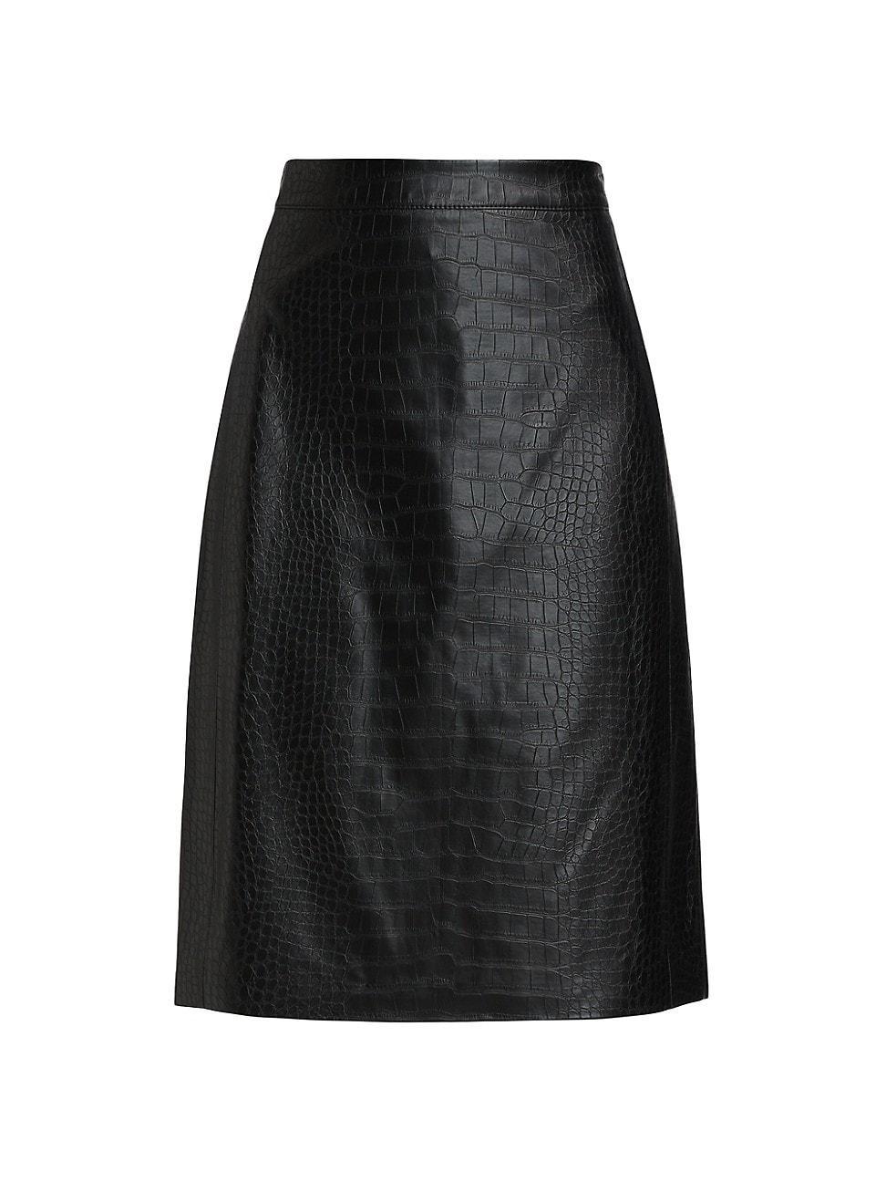 Womens Canary Croc-Embossed Midi-Skirt product image