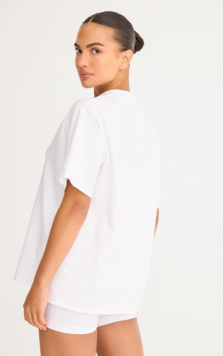 White Cotton Basic Oversized T-shirt Product Image