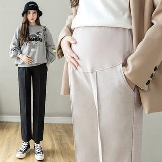 Maternity High Waist Plain Cropped Tapered Pants Product Image