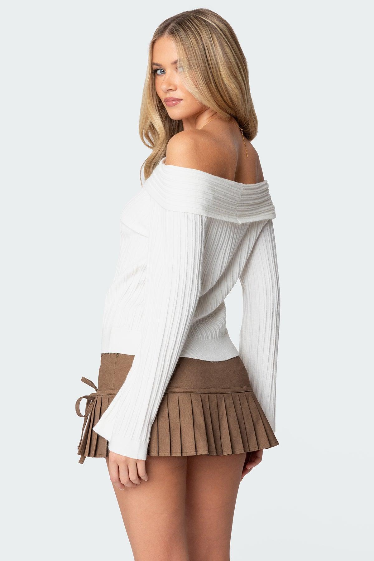 Brandy Fold Over Ribbed Sweater Product Image