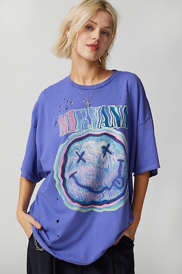 Nirvana Distressed T-Shirt Dress Womens at Urban Outfitters Product Image